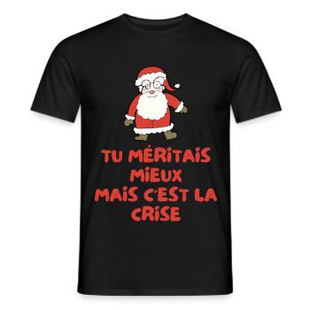 Père Noël Crise Humour Cadeau de Noël Humoristique - T-shirt homme - noir - Devant - AI Model Male 178 light (178cm)
