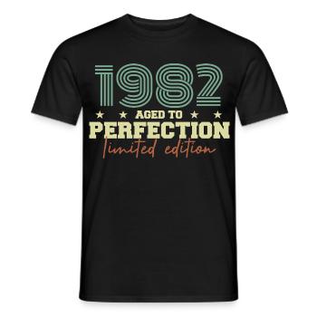 1982 - Männer T-Shirt - Schwarz - Vorne - AI Model Male 178 light (178cm)