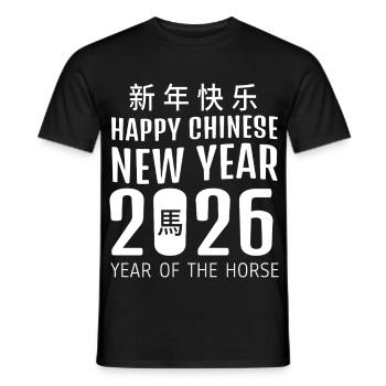 Jahr der Pferdechinesen Frohes chinesisches Neujahr 2026 - Männer T-Shirt - Schwarz - Vorne - AI Model Male 178 light (178cm)