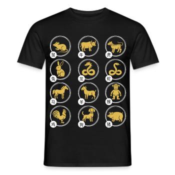 Chinesisches Neujahr Chinesisches Tierkreis-Tierhoroskop - Männer T-Shirt - Schwarz - Vorne - AI Model Male 178 light (178cm)