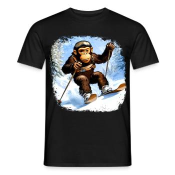 Singe Ski / Singe Skieur - T-shirt homme - noir - Devant - AI Model Male 178 light (178cm)