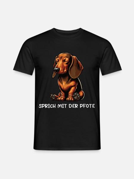 Sprich mit der Pfote Dackel Dackelbesitzer Teckel - Männer T-Shirt - Schwarz