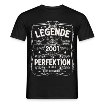 24th Birthday Vintage December Vintage 2001 - Men's T-Shirt - black - Front - AI Model Male 178 light (178cm)