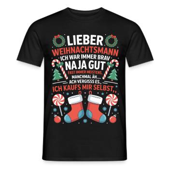 Dear Santa Claus shirt, I'll buy it myself - Men's T-Shirt - black - Front - AI Model Male 178 light (178cm)