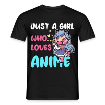 Girl Loves Anime Chibi - Men's T-Shirt - black - Front - AI Model Male 178 light (178cm)