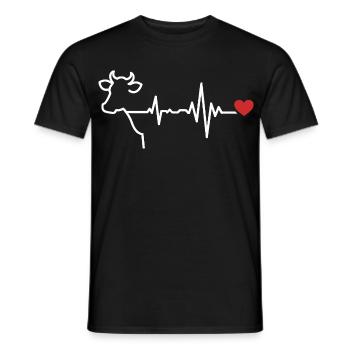 Cow heartbeat line design - Men's T-Shirt - black - Front - AI Model Male 178 light (178cm)