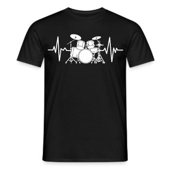 Heartbeat Drumset Pattern - Men's T-Shirt - black - Front - AI Model Male 178 light (178cm)
