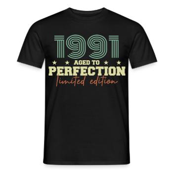 1991 - Men's T-Shirt - black - Front - AI Model Male 178 light (178cm)