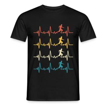 Retro Football Heartbeat-Fußballer - Männer T-Shirt - Schwarz - Vorne - AI Model Male 178 light (178cm)