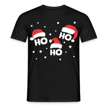 HO HO HO mit Weihnachtsmützen Weihnachtsmann - Männer T-Shirt - Schwarz - Vorne - AI Model Male 178 light (178cm)