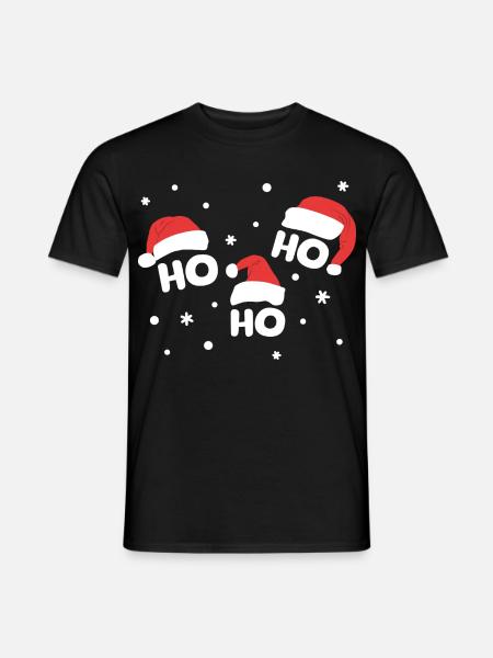 HO HO HO mit Weihnachtsmützen Weihnachtsmann - Männer T-Shirt - Schwarz