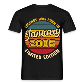 Legend born in January 2006 20 years anniversary - Men's T-Shirt - black - Front - AI Model Male 178 light (178cm)