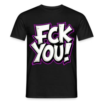 FCK YOU lettering provocative statement - Men's T-Shirt - black - Front - AI Model Male 178 light (178cm)