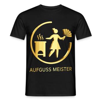 Aufguss Meister Gold – Profi Sauna Wellness - Männer T-Shirt - Schwarz - Vorne - AI Model Male 178 light (178cm)
