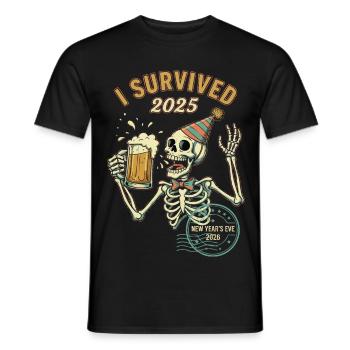 Ich habe Silvester 2025 überlebt – Spaßskelett 2026 - Männer T-Shirt - Schwarz - Vorne - AI Model Male 178 light (178cm)
