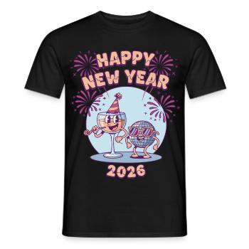 Bonne Année 2026 Célébration des feux d’artifice - T-shirt homme - noir - Devant - AI Model Male 178 light (178cm)