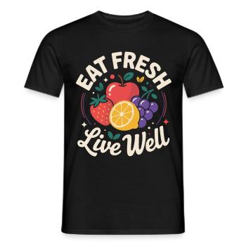 Mangez frais, vivez bien - T-shirt homme - noir - Devant - AI Model Male 178 light (178cm)