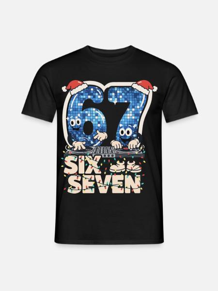 67 Six Seven 6-7 Italienisches meme Santa DJ - Männer T-Shirt - Schwarz