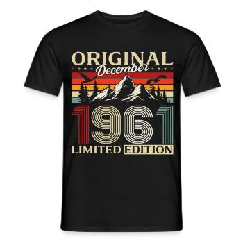 64e anniversaire Original décembre Né en 1961 - T-shirt homme - noir - Devant - AI Model Male 178 light (178cm)