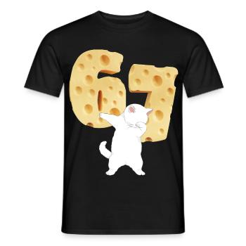 Funny 67 Meme TAPONNANT DU FROMAGE DE CHAT 67E T-ANNIVERSAIRE - T-shirt homme - noir - Devant - AI Model Male 178 light (178cm)