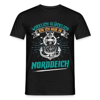 North Sea I'M ONLY REALLY HAPPY IN - Men's T-Shirt - black - Front - AI Model Male 178 light (178cm)