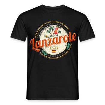Lanzarote Canary Islands Spain Vintage Souvenir - Men's T-Shirt - black - Front - AI Model Male 178 light (178cm)