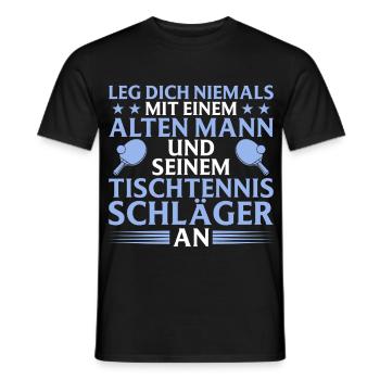 Table tennis Old man with table tennis racket - Men's T-Shirt - black - Front - AI Model Male 178 light (178cm)