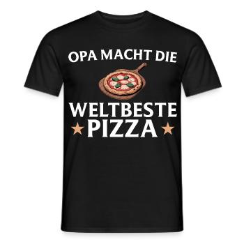 Pizza baker - Grandpa makes the world's best pizza - Men's T-Shirt - black - Front - AI Model Male 178 light (178cm)