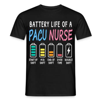 Battery level of a recovery room caregiver humor - Men's T-Shirt - black - Front - AI Model Male 178 light (178cm)