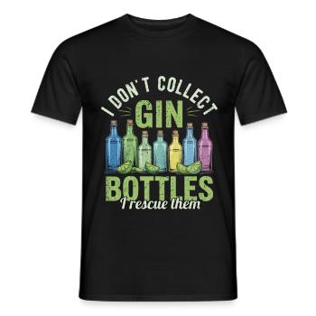 Gin I Don't Collect Gin Bottles I Rescue Them - Men's T-Shirt - black - Front - AI Model Male 178 light (178cm)