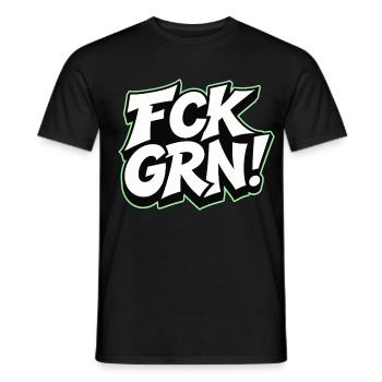 FCK GRN Statement Schriftzug - Männer T-Shirt - Schwarz - Vorne - AI Model Male 178 light (178cm)