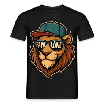 Löwen Vater Papa Löwe König Stark Süß Geschenk - Men's T-Shirt - black - Front - AI Model Male 178 light (178cm)