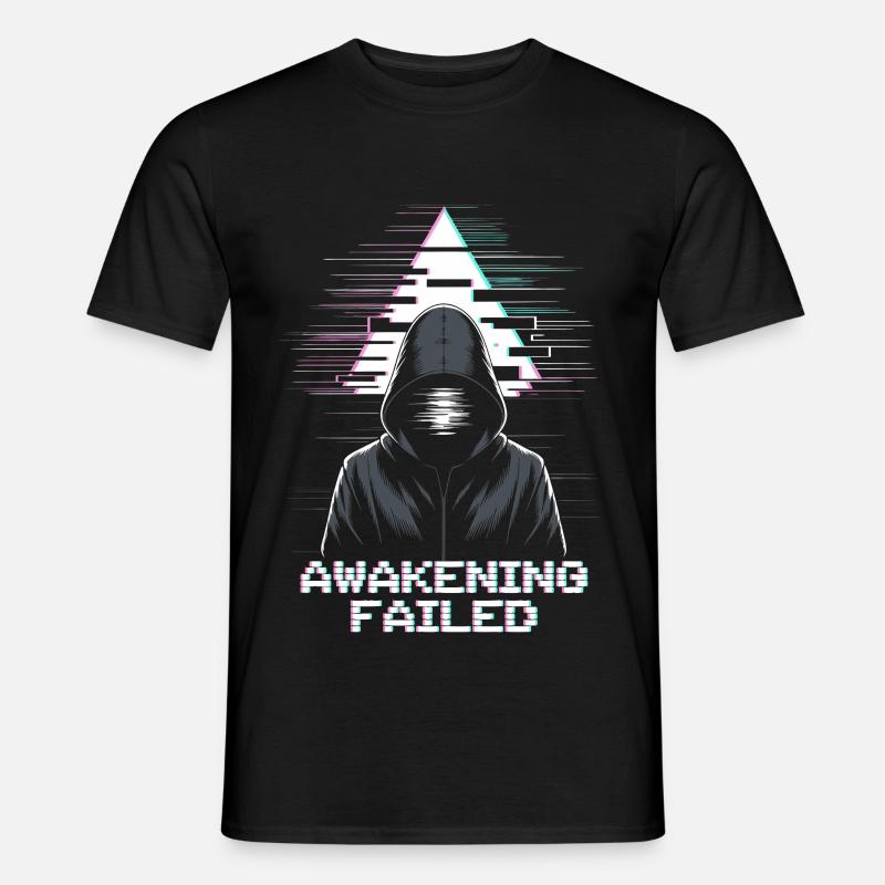 Glitch-Hacker mit „Awakening Failed“ Look - Männer T-Shirt - Schwarz