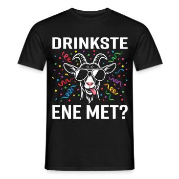 Drinkste ene met? – Carnival Party Goat - Men's T-Shirt - black - Front - AI Model Male 178 light (178cm)