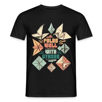 Origami Fold Well With Others - Men's T-Shirt - black - Front - AI Model Male 178 light (178cm)