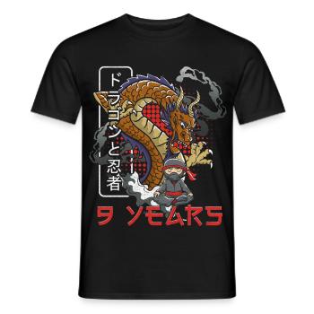 Drachenninja mit japanischer Flair 9 Years - Männer T-Shirt - Schwarz - Vorne - AI Model Male 178 light (178cm)