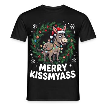 Joyeux bisouMon cul Âne pyjama Sarcastique de Noël - T-shirt homme - noir - Devant - AI Model Male 178 light (178cm)