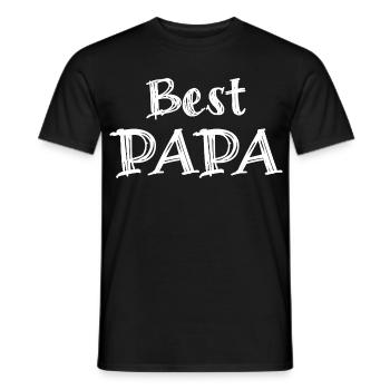 Best Papa Typography White on Black - Men's T-Shirt - black - Front - AI Model Male 178 light (178cm)