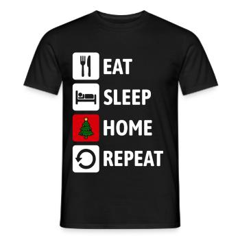 Mange, dors à la maison, recommence - Noël à la maison - T-shirt homme - noir - Devant - AI Model Male 178 light (178cm)