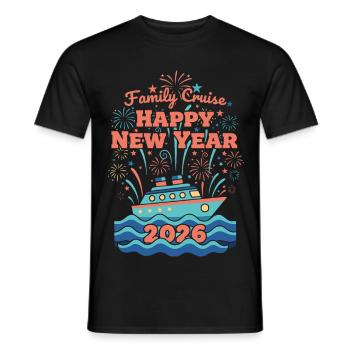 Family Cruise Happy New Year 2026 Fireworks - Men's T-Shirt - black - Front - AI Model Male 178 light (178cm)
