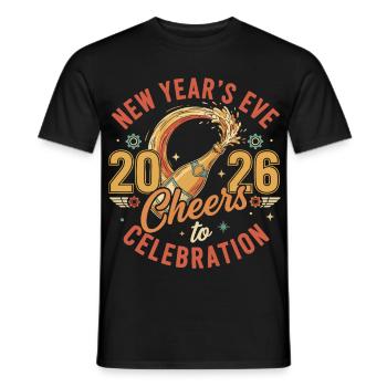 Réveillon du Nouvel An 2026 Santé à la célébration - T-shirt homme - noir - Devant - AI Model Male 178 light (178cm)