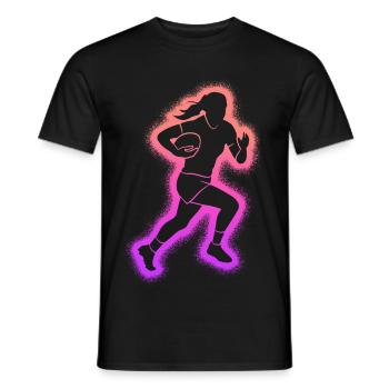 Joueuse de rugby Enfants Femmes Rugby filles - T-shirt homme - noir - Devant - AI Model Male 178 light (178cm)