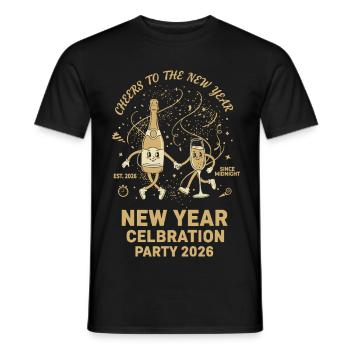 New Year Celebration Party 2026 Cheers - Men's T-Shirt - black - Front - AI Model Male 178 light (178cm)