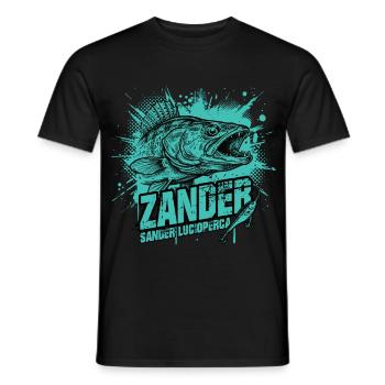 Zander Angler : Le chasseur de prédateurs - T-shirt homme - noir - Devant - AI Model Male 178 light (178cm)