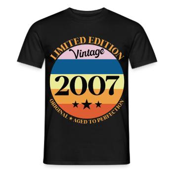 2007 Anniversaire Vintage Cadeau d'Anniversaire - T-shirt homme - noir - Devant - AI Model Male 178 light (178cm)