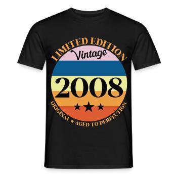 2008 Anniversaire Vintage Cadeau d'Anniversaire - T-shirt homme - noir - Devant - AI Model Male 178 light (178cm)