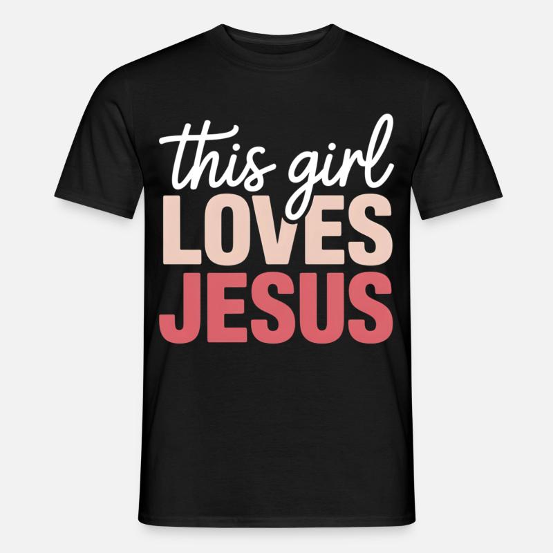 Mädchen liebt Jesus Gradientenschrift - Männer T-Shirt - Schwarz