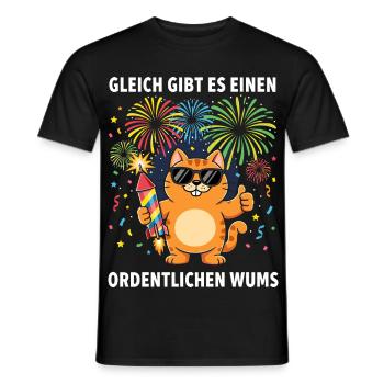 Cadeau mignon du réveillon du Nouvel An 2026 des Felins drôles - T-shirt homme - noir - Devant - AI Model Male 178 light (178cm)