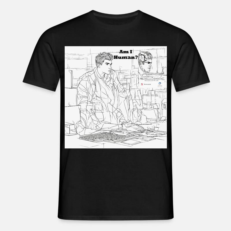 Mensch oder Roboter - Männer T-Shirt - Schwarz