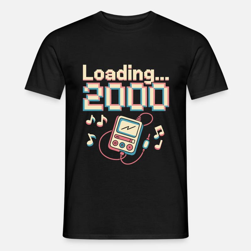 Y2K Pixel Design – Loading 2000 - Männer T-Shirt - Schwarz